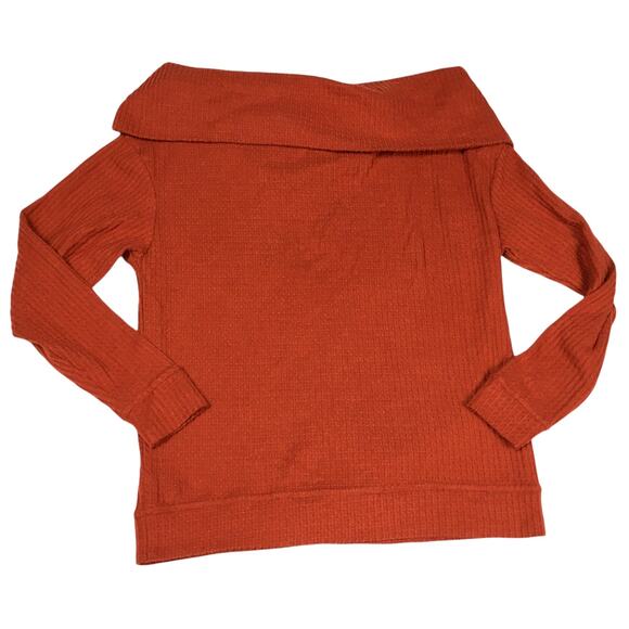 UO Out From Under Carlee Thermal Sweater Top Cowl Neck Orange Long Sleeve XS - Picture 12 of 12